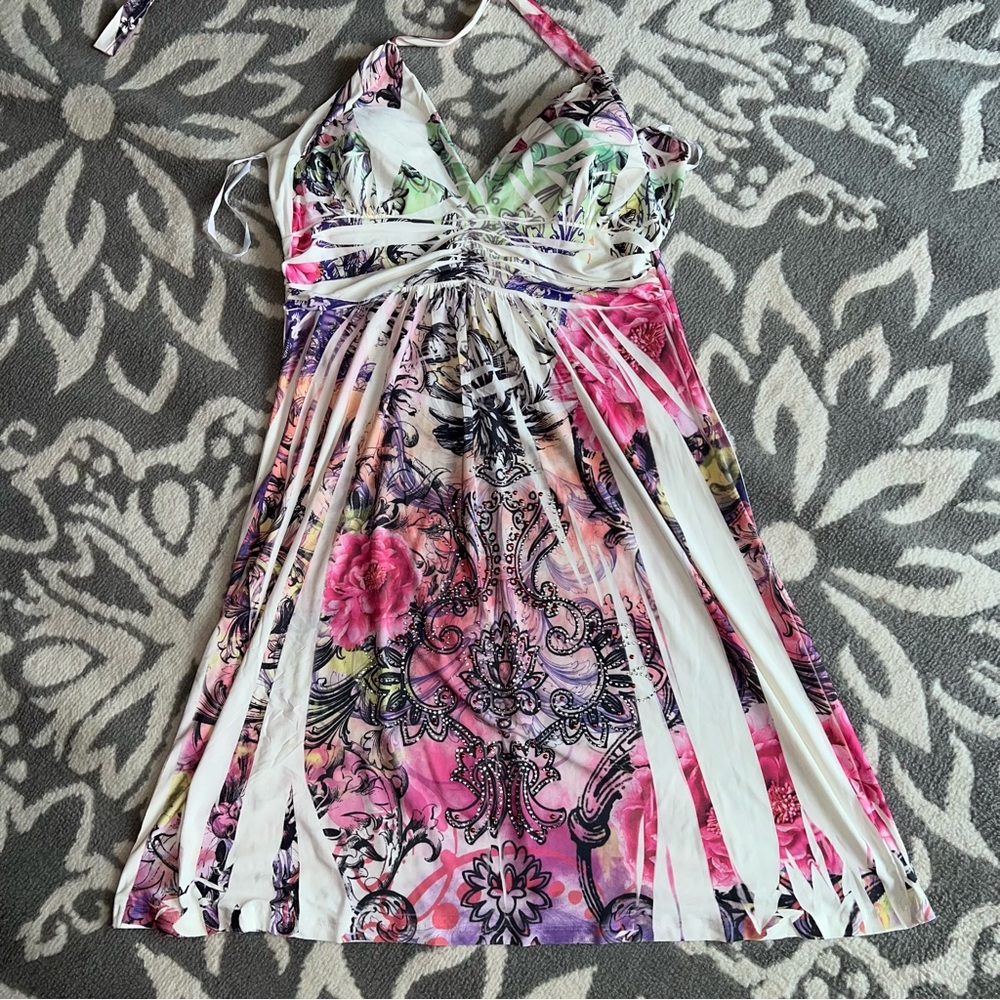 Yo Yo 5 Rhinestone Halter Summer Dress